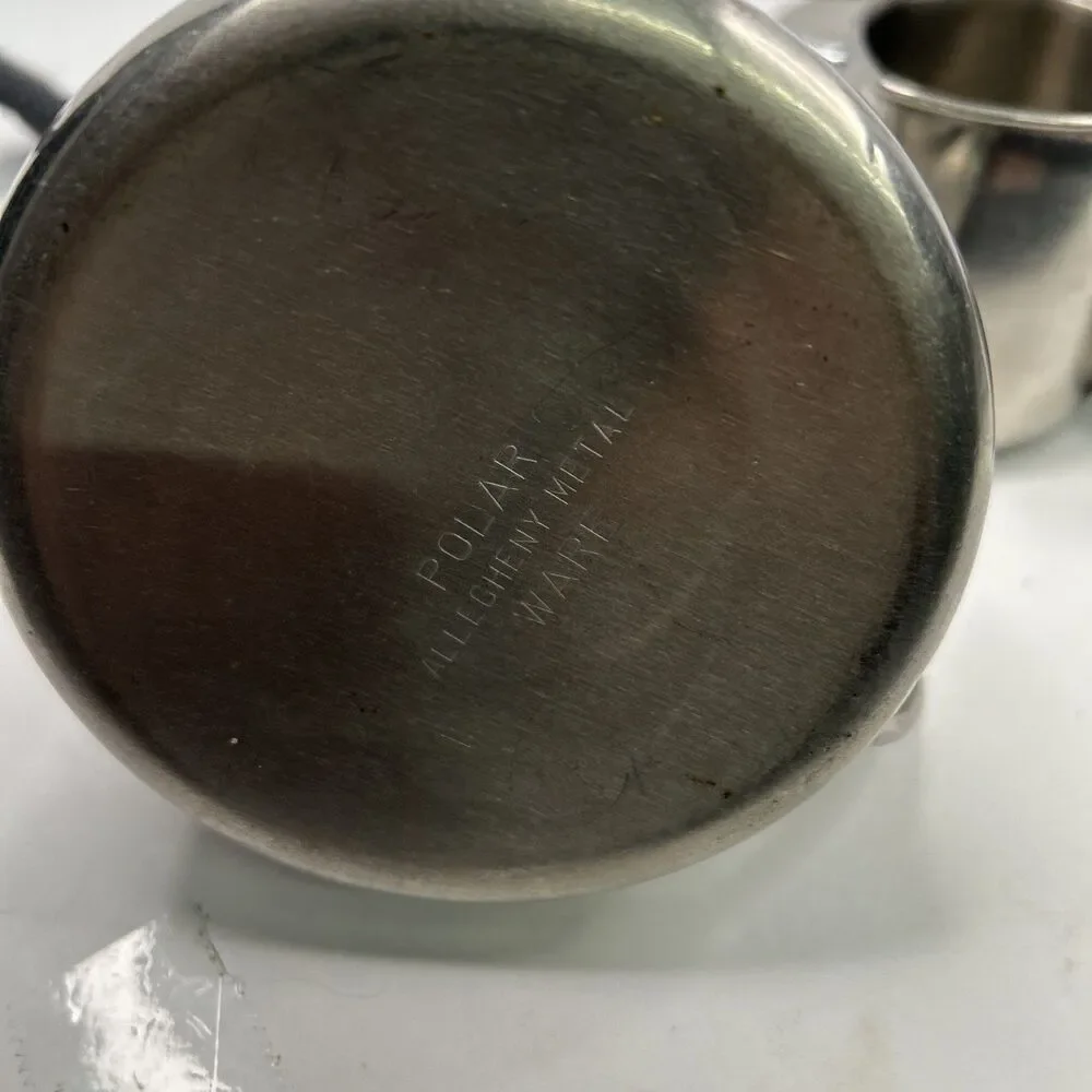 Vintage Polar Ware Stainless Steel Individual Teapot Set with Play Rack & Cups